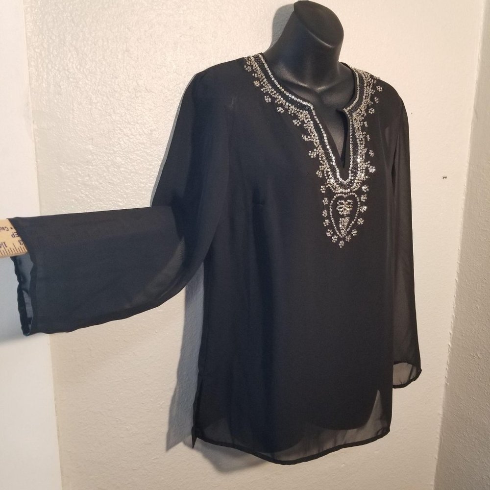 Black Blouse Long Sleeve NWT 2 Piece Set Co by Notations